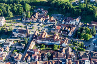 Aerial view of Niederbronn-les-Bains in the state Bas-Rhin, France