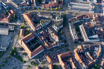 The city center in the downtown area on Place Barberousse in Haguenau in Grand Est, France