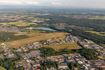 Aerial view of Aerodrome in the district Zone Activite Aerodrome in Hagenau in the state Bas-Rhin, France