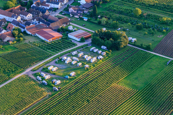 Aerial view of RV parking lot Geiger in Dierbach in the state Rhineland-Palatinate, Germany