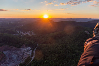 Sunset in the Kaiserbachtal in Waldhambach in the state Rhineland-Palatinate, Germany