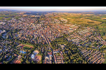 City overview from the west in Landau in der Pfalz in the state Rhineland-Palatinate, Germany