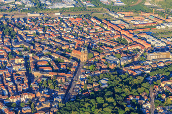 Südring and Marienring from the west with the Catholic Church of the Assumption of Mary in Landau in der Pfalz in the state Rhineland-Palatinate, Germany