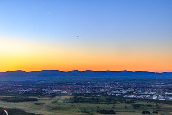Paragliding in the evening over Ebenberg airfield in Landau in der Pfalz in the state Rhineland-Palatinate, Germany