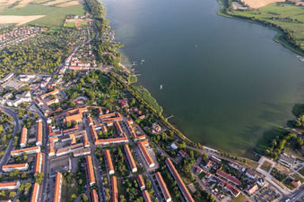 Waterfront promenade and open-air stage Prenzlau in the Seepark Prenzlau in Prenzlau in the state Brandenburg, Germany
