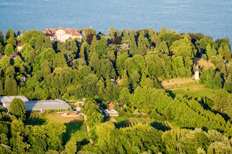 Oblique view of Mainau Island in the district Egg in Konstanz in the state Baden-Wuerttemberg, Germany