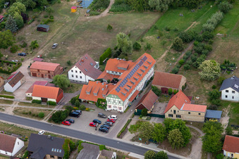 Aerial view of Seehotel Huberhof in the district Seehausen in Oberuckersee in the state Brandenburg, Germany
