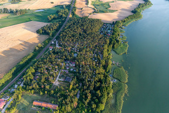 Aerial view of Camping at Oberuckersee in the district Warnitz in Oberuckersee in the state Brandenburg, Germany