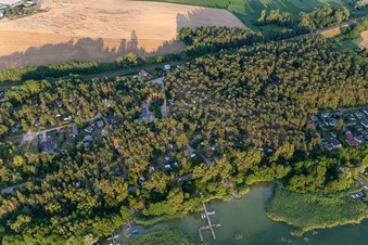 Aerial photograpy of Camping at Oberuckersee in the district Warnitz in Oberuckersee in the state Brandenburg, Germany