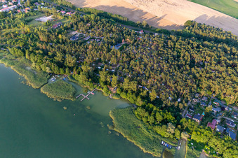 Camping at Oberuckersee in the district Warnitz in Oberuckersee in the state Brandenburg, Germany from above