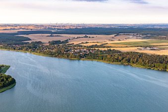Village view on Oberuckersee from the southwest in the district Warnitz in Oberuckersee in the state Brandenburg, Germany