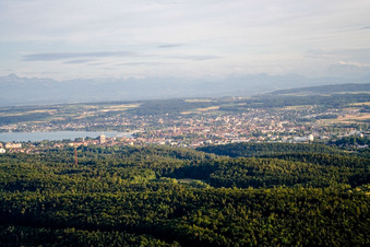 Aerial view of Kreuzlingen in the district Petershausen in Konstanz in the state Baden-Wuerttemberg, Germany