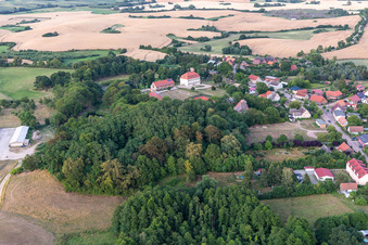 Village view from the west with Fredenwalde estate in the district Groß Fredenwalde in Gerswalde in the state Brandenburg, Germany