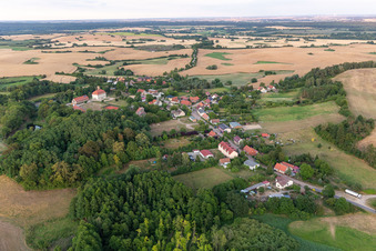 Aerial view of Village view from the west with Fredenwalde estate in the district Groß Fredenwalde in Gerswalde in the state Brandenburg, Germany