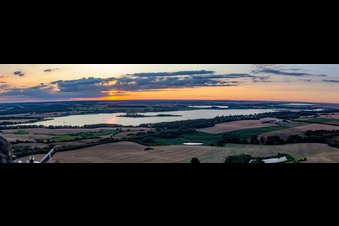 Panorama Oberuckersee in the sunset from the southeast in Oberuckersee in the state Brandenburg, Germany