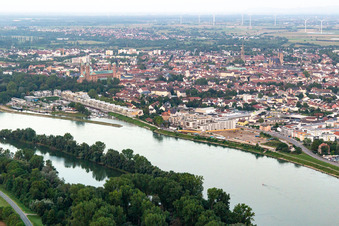 Aerial view of Marina in Speyer in the state Rhineland-Palatinate, Germany