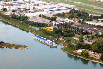 Passenger ship on Rheinhafen in Speyer in the state Rhineland-Palatinate, Germany