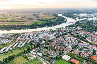 Aerial view of Rhine Bridge in Speyer in the state Rhineland-Palatinate, Germany