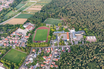 Sports fields and Clemens-Beck-Grundschule in Dudenhofen in the state Rhineland-Palatinate, Germany