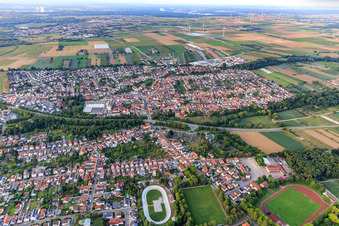 Aerial view of View from the north in Dudenhofen in the state Rhineland-Palatinate, Germany