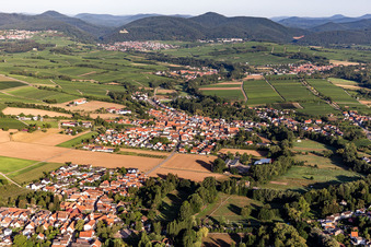 From the east in the district Ingenheim in Billigheim-Ingenheim in the state Rhineland-Palatinate, Germany