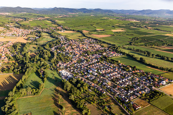 Aerial view of From the southeast in the district Billigheim in Billigheim-Ingenheim in the state Rhineland-Palatinate, Germany