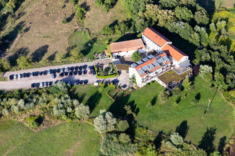 Aerial view of Zeiskamer Mill in Zeiskam in the state Rhineland-Palatinate, Germany