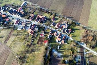 Niederlauterbach in the state Bas-Rhin, France seen from above