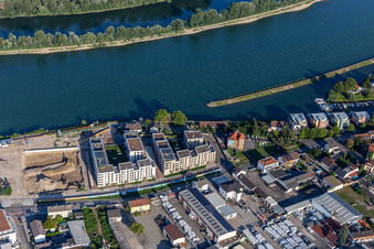 Residential project on the banks of the Rhine in Speyer: Old Brickworks / Franz-Kirmeier-Straße in Speyer in the state Rhineland-Palatinate, Germany seen from above