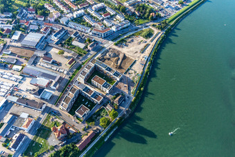 Residential project on the banks of the Rhine in Speyer: Old Brickworks / Franz-Kirmeier-Straße in Speyer in the state Rhineland-Palatinate, Germany viewn from the air