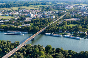 Closed Rhine bridge B39 construction site in Speyer in the state Rhineland-Palatinate, Germany