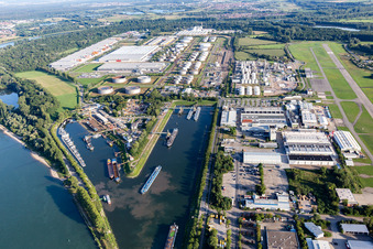 Aerial view of New Port in Speyer in the state Rhineland-Palatinate, Germany