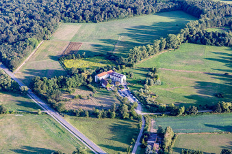 Oblique view of Complex of the hotel building Zeiskamer Muehle in Zeiskam in the state Rhineland-Palatinate, Germany