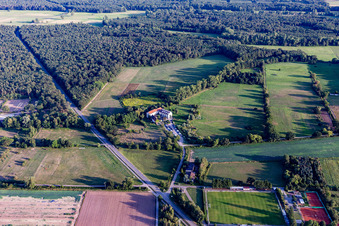 Zeiskamer Mill in Zeiskam in the state Rhineland-Palatinate, Germany from above