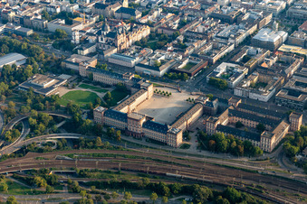 Aerial view of Baroque Castle Mannheim in Mannheim in the state Baden-Wurttemberg, Germany