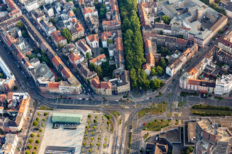 Ensemble space of Old Messplatz and music-hall old fire brigade in the inner city center of district Neckarstadt in Mannheim in the state Baden-Wurttemberg, Germany