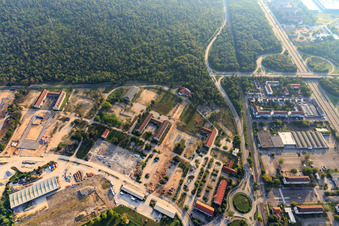 Aerial view of George Sullivan Ring on the site of the former Sullivan US barracks at Käfertaler Wald in the district Käfertal in Mannheim in the state Baden-Wuerttemberg, Germany