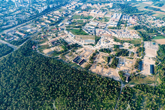 Construction site for the renovation and reconstruction of the former US-military barracks SULLIVAN on Kaefertal Forest in Mannheim in the state Baden-Wurttemberg, Germany