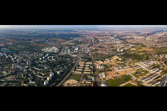 City area with outside districts and inner city area in Mannheim in the state Baden-Wurttemberg, Germany