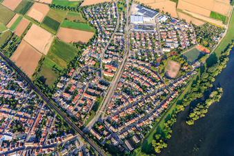 Eisenbahnstraße, Seckenheimer Straße and Neckarufer in Edingen-Neckarhausen in the state Baden-Wuerttemberg, Germany