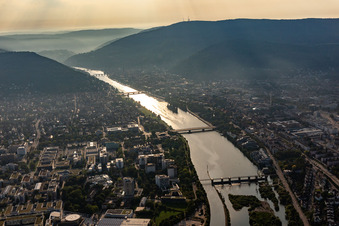 2 2 River - bridges and 2 sluices crossing the Neckar in Heidelberg in the state Baden-Wurttemberg, Germany