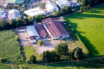 Aerial view of Oliver Wehnes Horse Farm in the district Minderslachen in Kandel in the state Rhineland-Palatinate, Germany