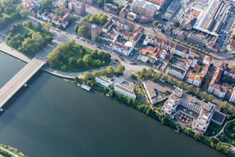 Complex of the hotel building Heidelberg Marriott Hotel on the banks of the river Neckar in the district Bergheim-Ost in Heidelberg in the state Baden-Wurttemberg, Germany