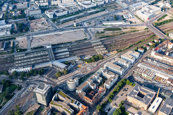 Office and corporate management high-rise building of Print Media Academy near the central station in the district Bergheim in Heidelberg in the state Baden-Wurttemberg, Germany