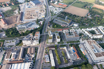 Aerial view of Speyerer Straße in the district Bahnstadt in Heidelberg in the state Baden-Wuerttemberg, Germany
