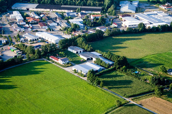 In the Rötzwiesen, farm of the Kerth family in the district Minderslachen in Kandel in the state Rhineland-Palatinate, Germany from above