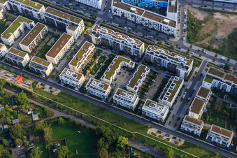 WOHNGUT residential complexes on Langer Anger street in the district Bahnstadt in Heidelberg in the state Baden-Wuerttemberg, Germany