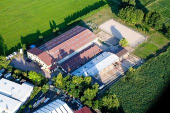Aerial photograpy of Oliver Wehnes Horse Farm in the district Minderslachen in Kandel in the state Rhineland-Palatinate, Germany