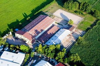Oblique view of Oliver Wehnes Horse Farm in the district Minderslachen in Kandel in the state Rhineland-Palatinate, Germany
