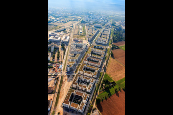 Residential complexes between Langer Anger and Noetherstrasse in the district Bahnstadt in Heidelberg in the state Baden-Wuerttemberg, Germany